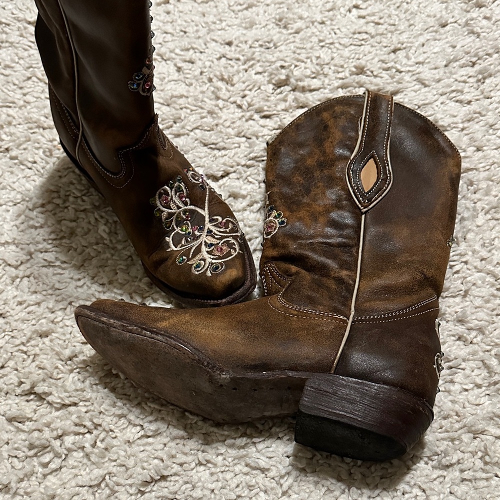 Embroidered & Rhinestone Cowboy Boots - Picture 6 of 7